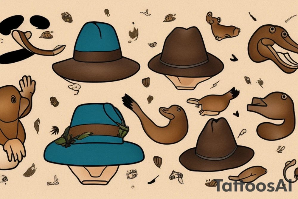 Platypus with Brown hat tattoo idea
