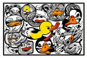 aggressive duck combined with the reality of today's times tattoo idea