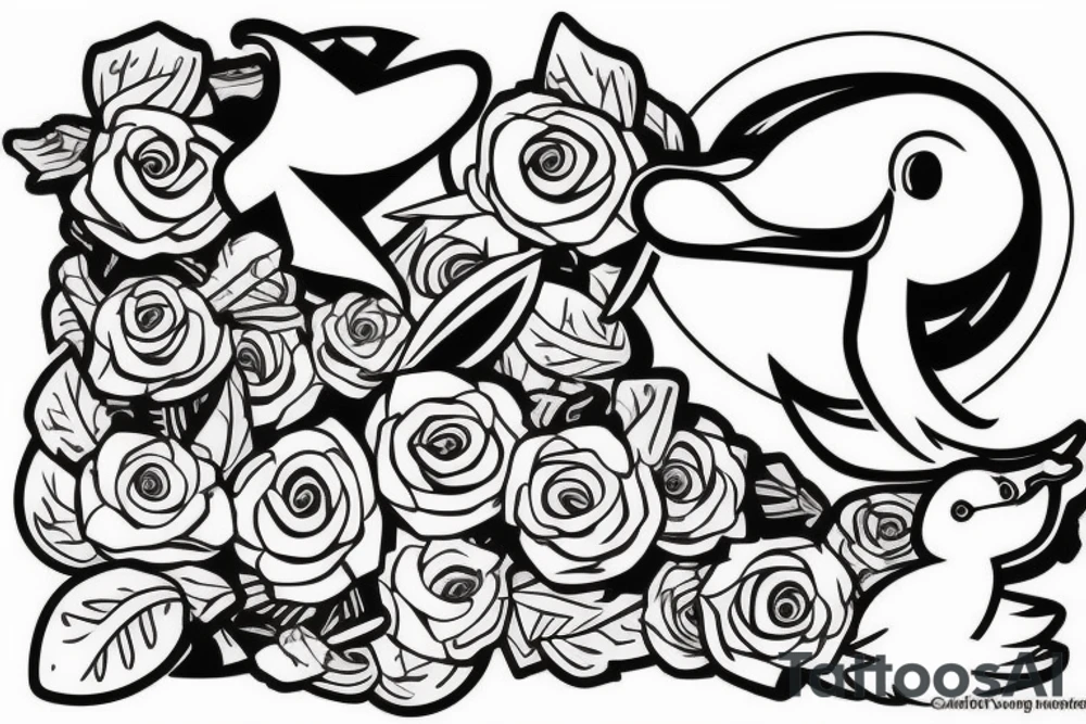 aggressive duck combined with the reality of today's times tattoo idea