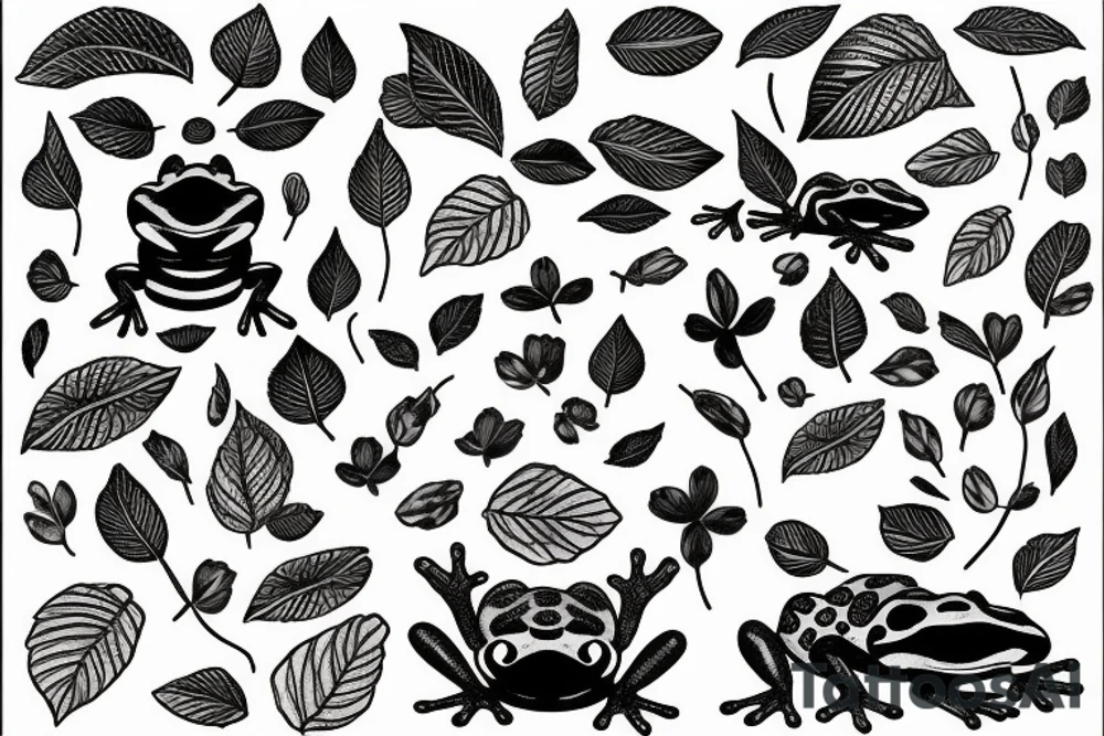 Frog on a leaf tattoo idea