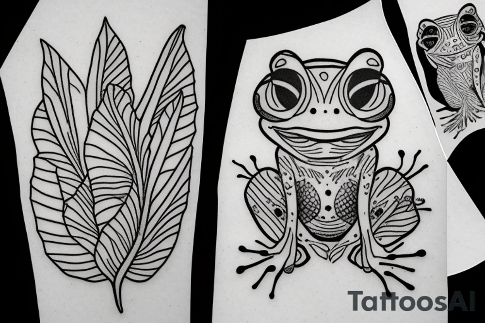 Frog on a leaf tattoo idea