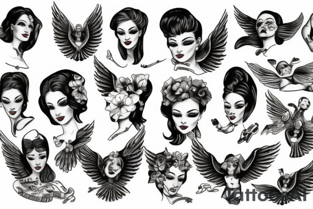 Angels vintage tattoo idea