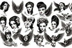 Angels vintage tattoo idea