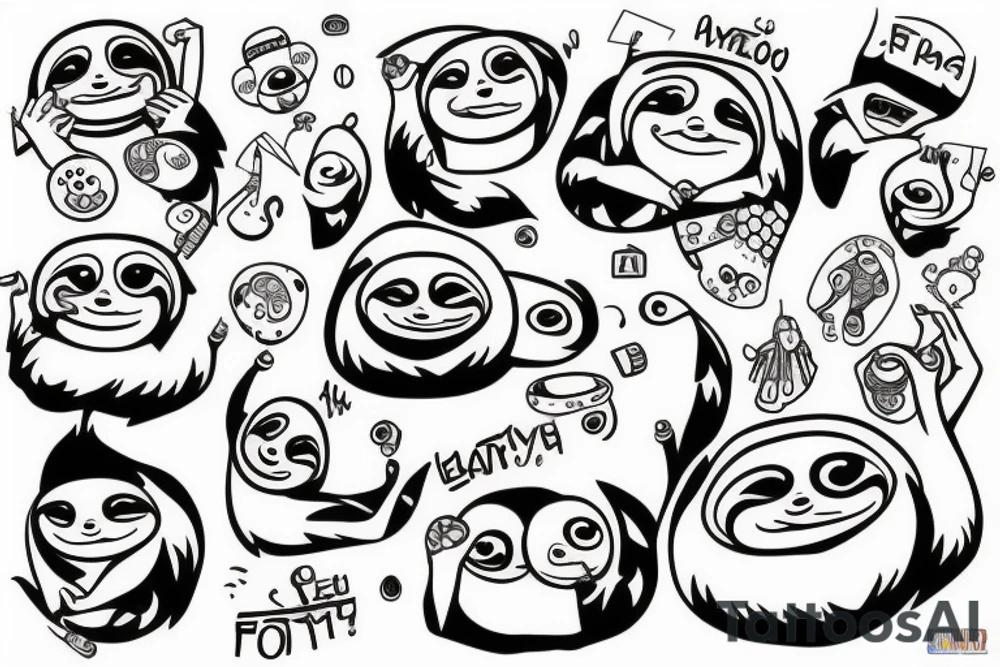 Funny sloth tattoo idea
