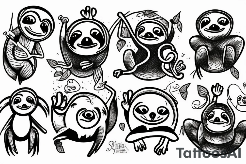 Funny sloth party tattoo idea