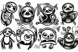 Funny sloth party tattoo idea