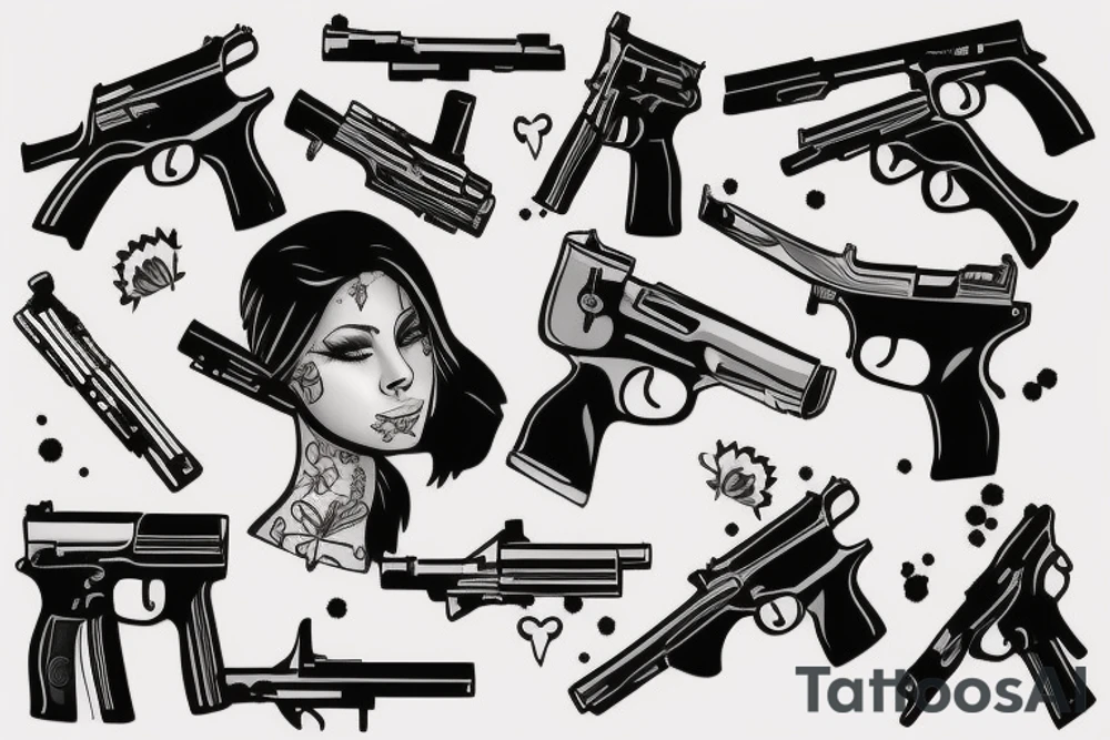 girl with gun tattoo idea