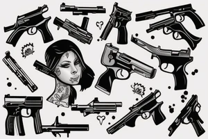 girl with gun tattoo idea