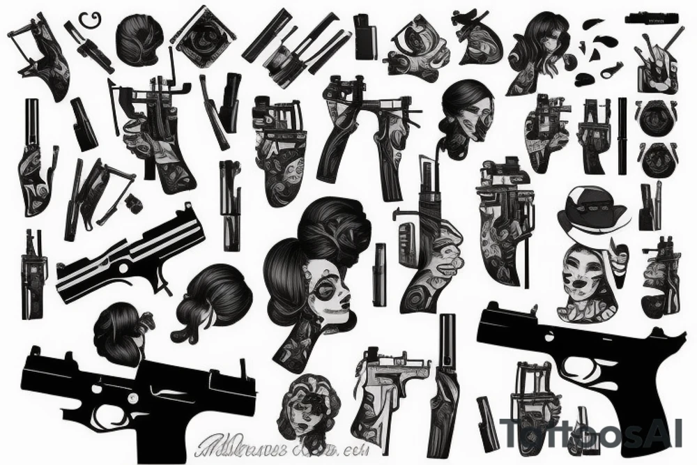girl with gun tattoo idea