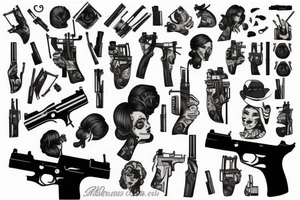 girl with gun tattoo idea