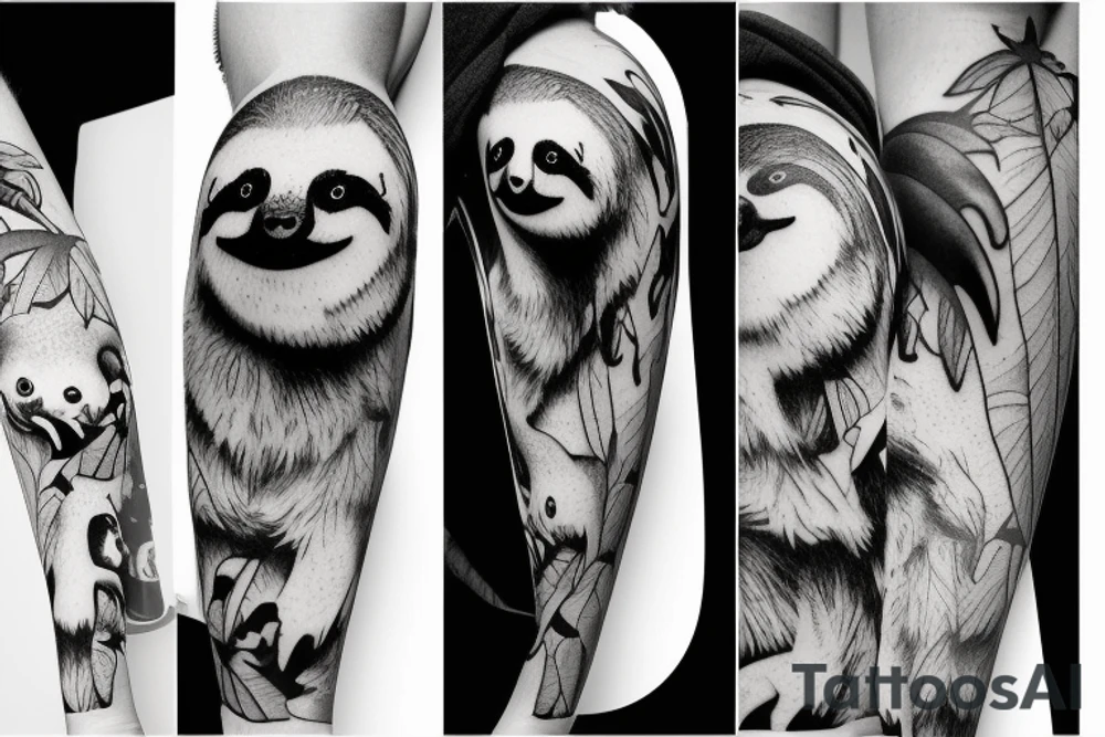 Funny sloth party tattoo idea
