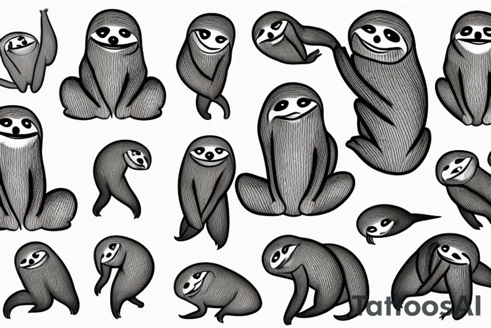 Funny sloth with hummer tattoo idea