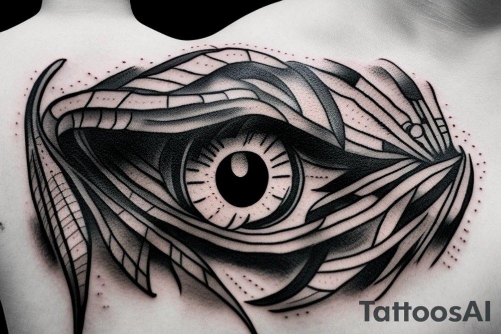 Fallen angel eye, 3 sword crosed with spider tattoo idea