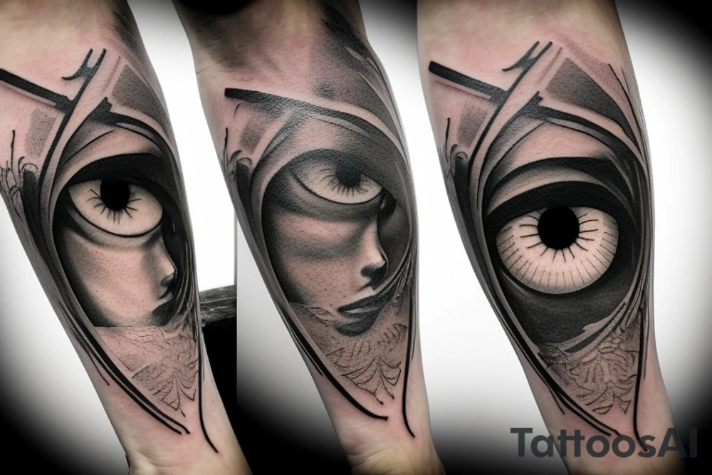 Fallen angel eye, 3 sword crosed with spider tattoo idea