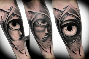 Fallen angel eye, 3 sword crosed with spider tattoo idea
