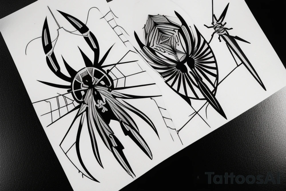 3 swords and spider tattoo idea