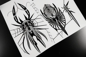 3 swords and spider tattoo idea