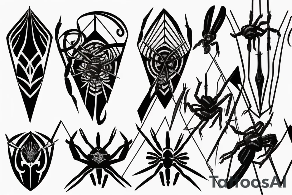 3 swords and spider tattoo idea
