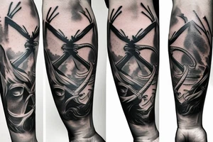 3 swords and spider tattoo idea