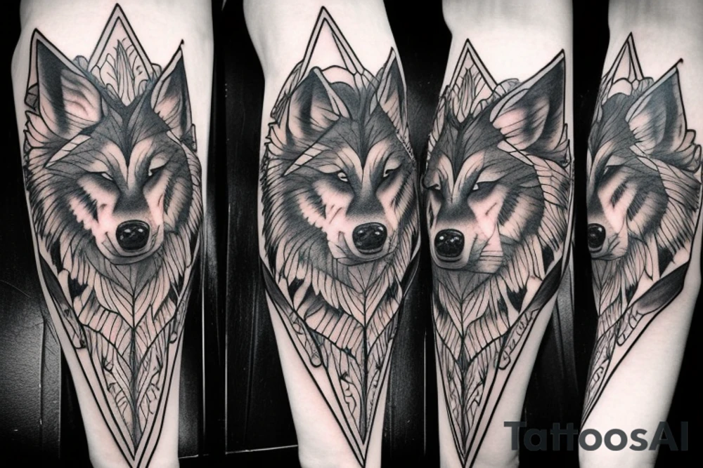 Wolf, calf tattoo idea