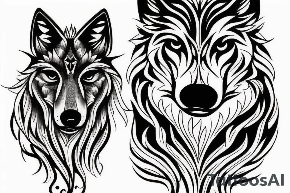 Wolf, calf tattoo idea