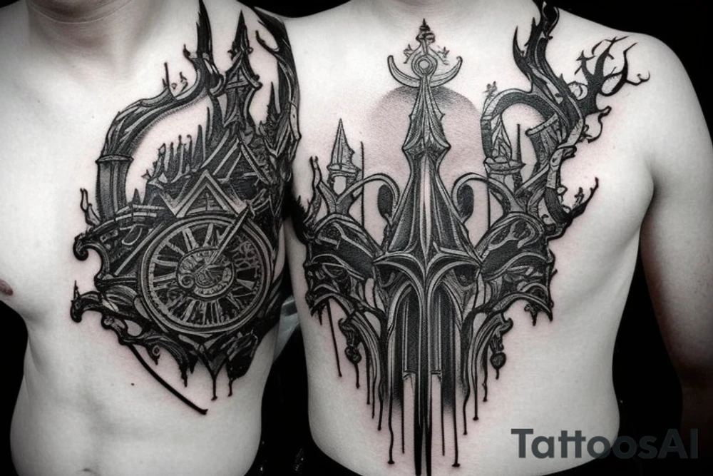 Big Bloodborne cathedral city tattoo idea