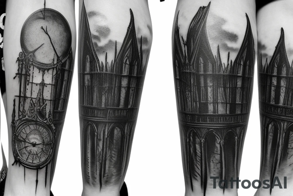 Big Bloodborne cathedral city tattoo idea