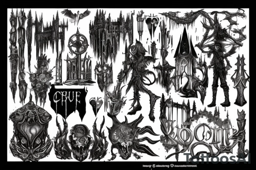 Big Bloodborne cathedral city tattoo idea