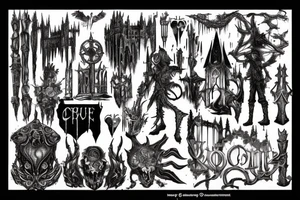 Big Bloodborne cathedral city tattoo idea