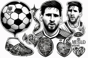 Messi with world champion, football passion friendly love tattoo idea