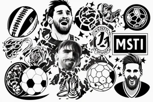 Happy messi with tittle, passion, football tattoo idea