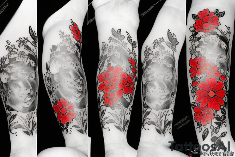 red flowers of penny fool arms tattoo tattoo idea