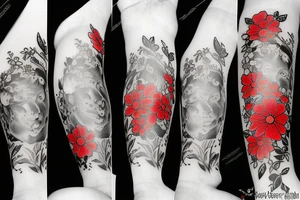 red flowers of penny fool arms tattoo tattoo idea