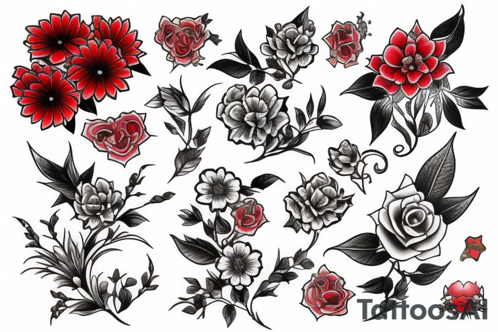 red flowers of penny fool arms tattoo tattoo idea