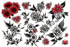 red flowers of penny fool arms tattoo tattoo idea