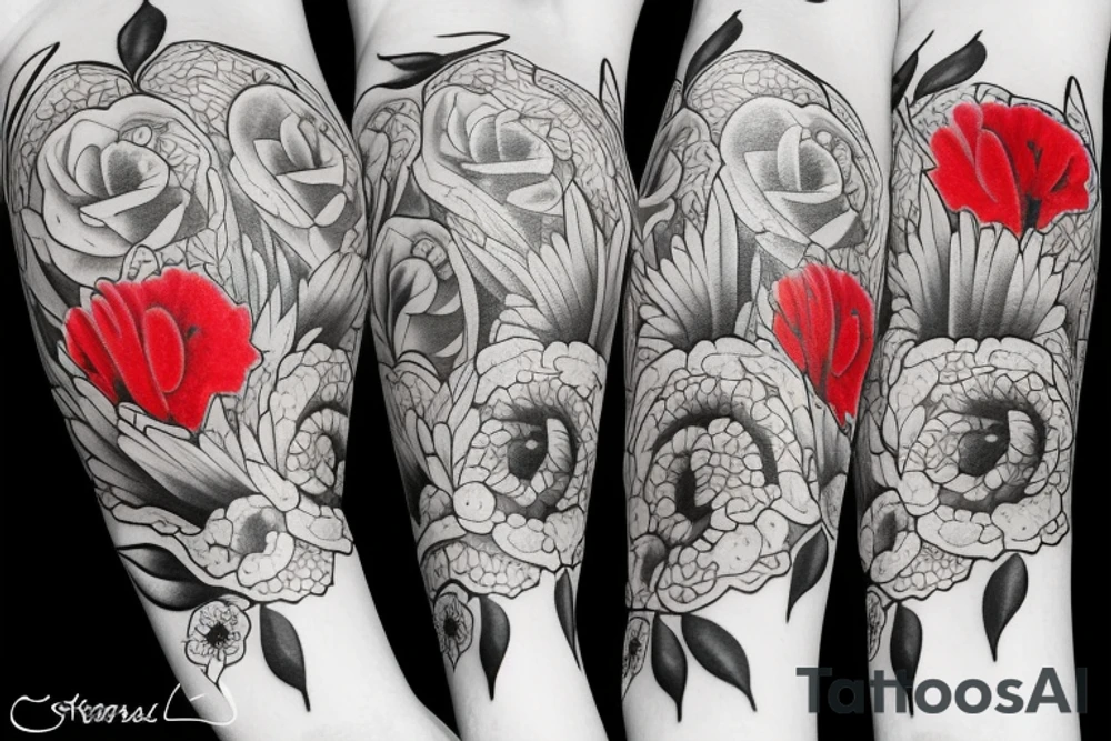 red flowers of penny fool arms tattoo tattoo idea