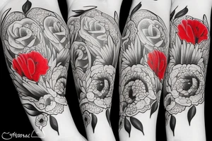 red flowers of penny fool arms tattoo tattoo idea