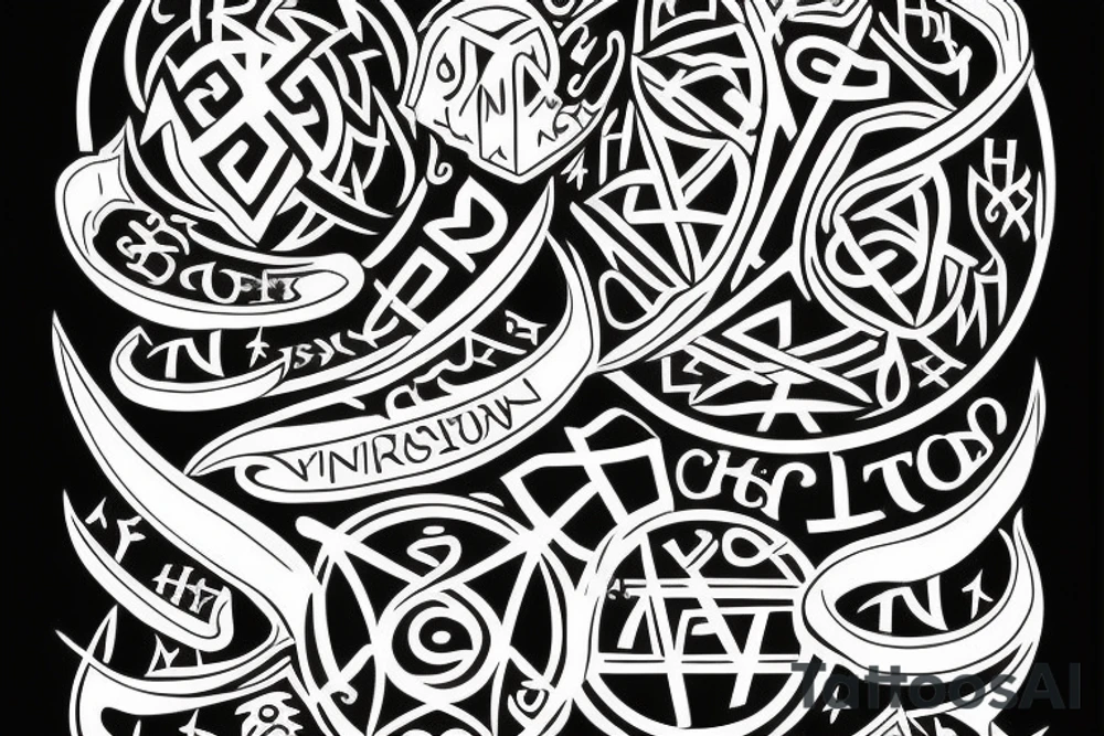Nordic god with runes tattoo idea