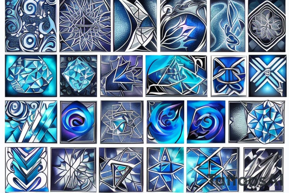 Diamond in blue flame tattoo idea