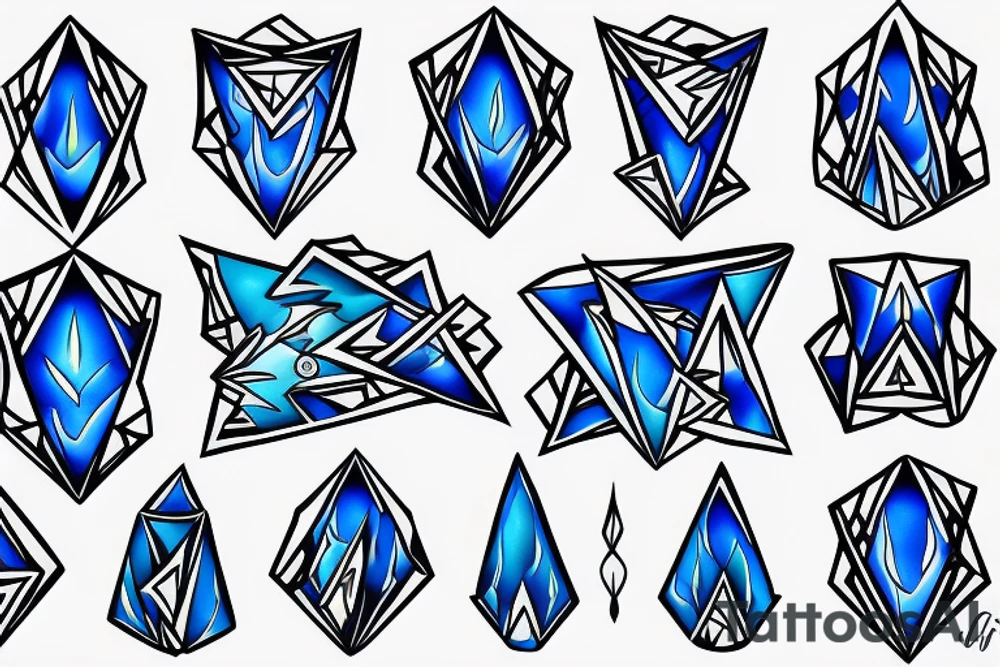 Diamond in blue flame tattoo idea