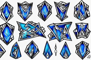 Diamond in blue flame tattoo idea
