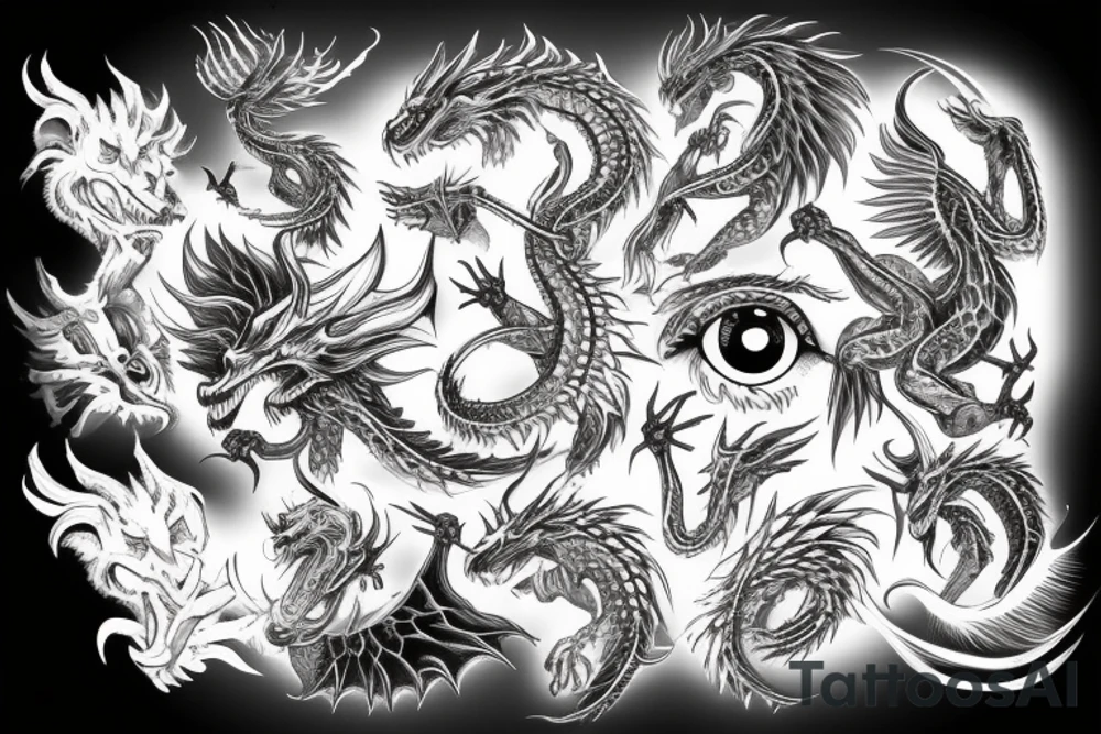 Dark purpls eye dragon tattoo idea