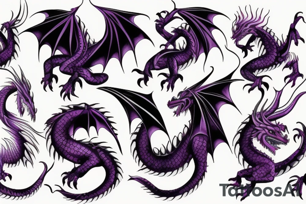 Dark purple eye dragon tattoo idea