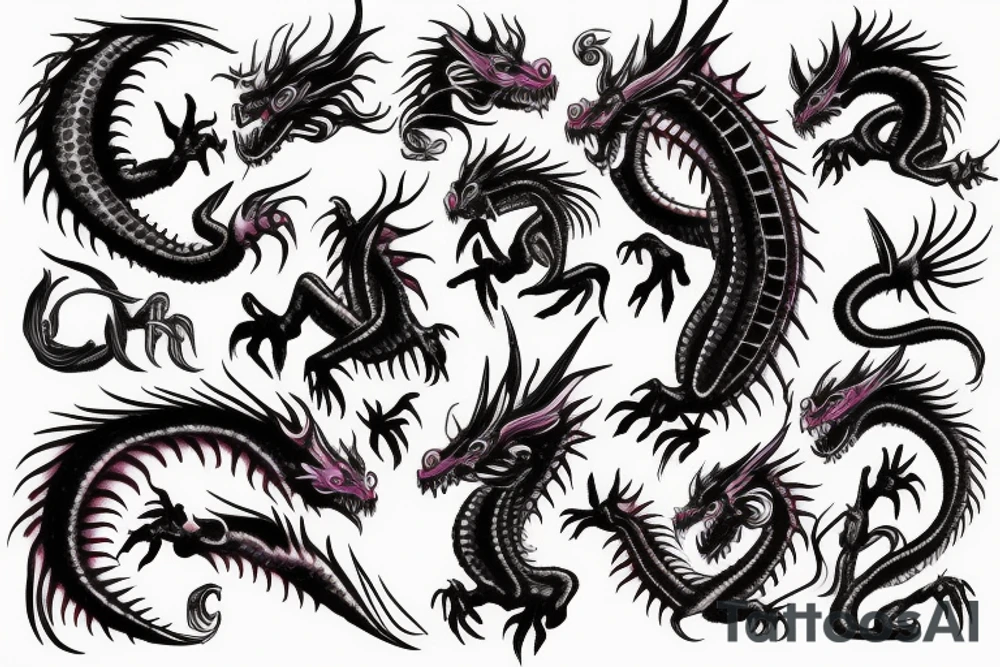 Dark purple eye dragon tattoo idea