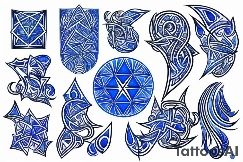 Diamond in blue flame tattoo idea