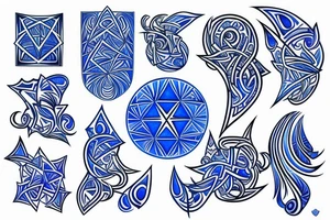 Diamond in blue flame tattoo idea
