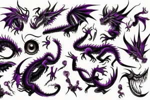 Dark purple eye dragon tattoo idea