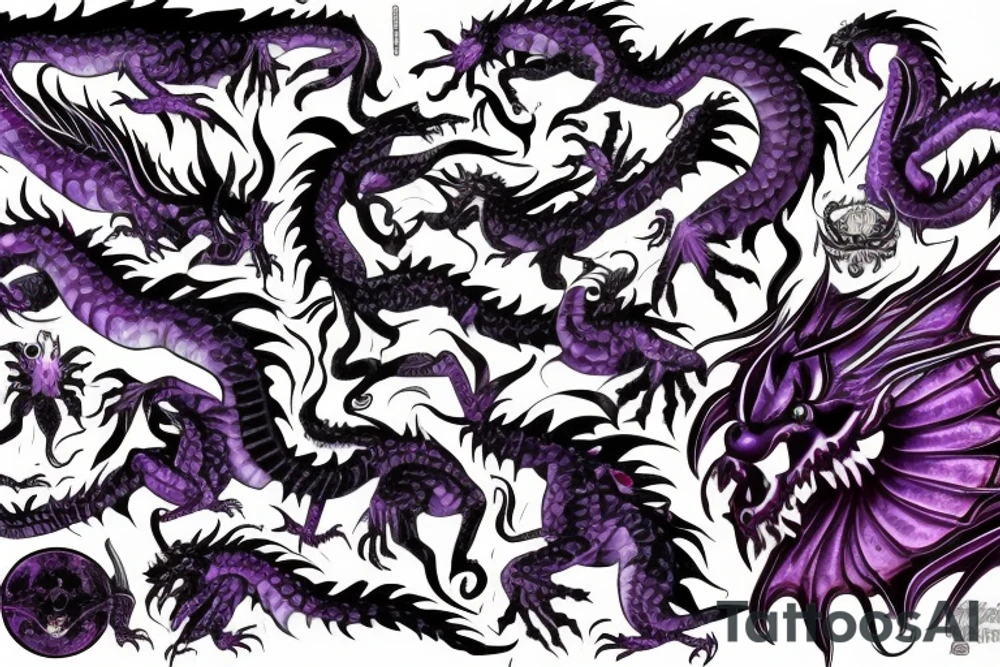 Dark purple eye dragon tattoo idea