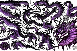 Dark purple eye dragon tattoo idea