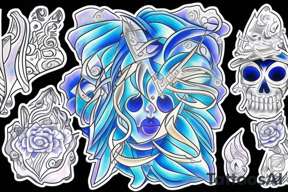 Diamond in blue flame tattoo idea